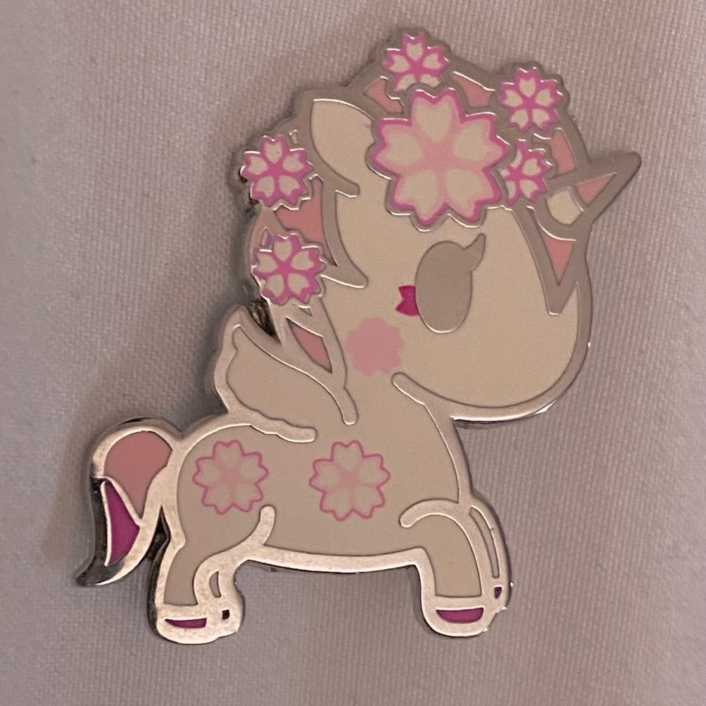 Tokidoki Unicorno Enamel Pin Pink Cherry Blossom Flowers Surprise without Box